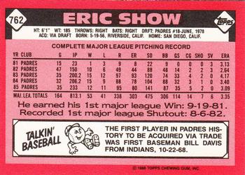 1986 Topps - Collector's Edition (Tiffany) #762 Eric Show Back
