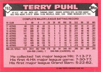 1986 Topps - Collector's Edition (Tiffany) #763 Terry Puhl Back