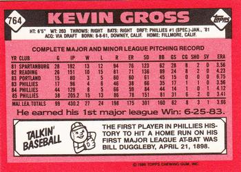 1986 Topps - Collector's Edition (Tiffany) #764 Kevin Gross Back