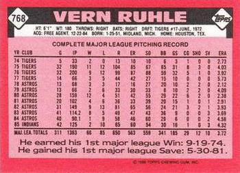 1986 Topps - Collector's Edition (Tiffany) #768 Vern Ruhle Back