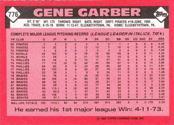 1986 Topps - Collector's Edition (Tiffany) #776 Gene Garber Back