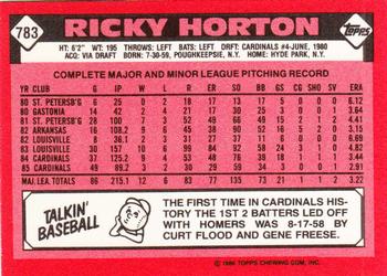 1986 Topps - Collector's Edition (Tiffany) #783 Ricky Horton Back