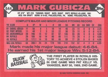 1986 Topps - Collector's Edition (Tiffany) #644 Mark Gubicza Back