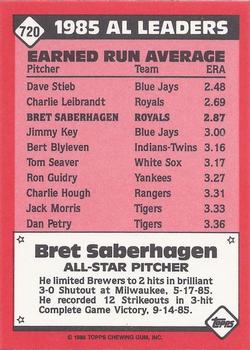 1986 Topps - Collector's Edition (Tiffany) #720 Bret Saberhagen Back