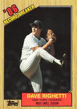 1987 Topps - Collector's Edition (Tiffany) #5 Dave Righetti Front
