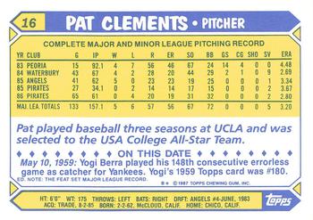1987 Topps - Collector's Edition (Tiffany) #16 Pat Clements Back