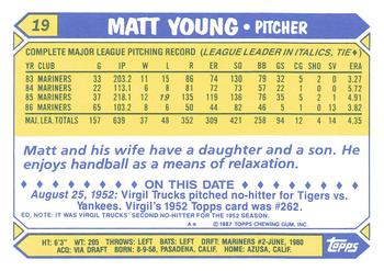 1987 Topps - Collector's Edition (Tiffany) #19 Matt Young Back