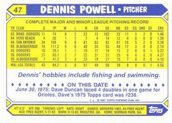 1987 Topps - Collector's Edition (Tiffany) #47 Dennis Powell Back