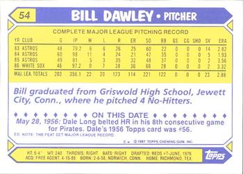 1987 Topps - Collector's Edition (Tiffany) #54 Bill Dawley Back