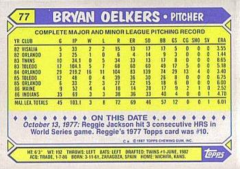 1987 Topps - Collector's Edition (Tiffany) #77 Bryan Oelkers Back