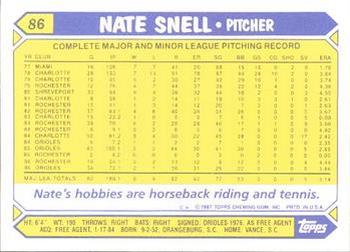 1987 Topps - Collector's Edition (Tiffany) #86 Nate Snell Back