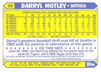 1987 Topps - Collector's Edition (Tiffany) #99 Darryl Motley Back
