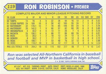 1987 Topps - Collector's Edition (Tiffany) #119 Ron Robinson Back