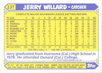 1987 Topps - Collector's Edition (Tiffany) #137 Jerry Willard Back