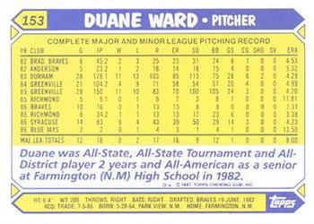 1987 Topps - Collector's Edition (Tiffany) #153 Duane Ward Back