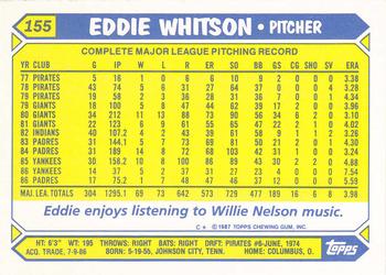 1987 Topps - Collector's Edition (Tiffany) #155 Eddie Whitson Back