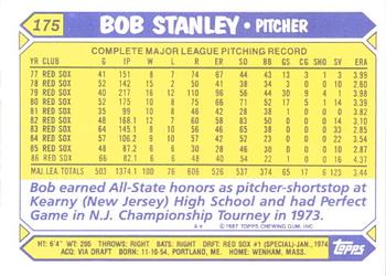 1987 Topps - Collector's Edition (Tiffany) #175 Bob Stanley Back
