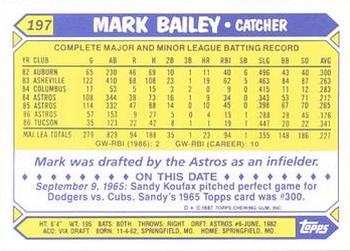 1987 Topps - Collector's Edition (Tiffany) #197 Mark Bailey Back