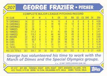 1987 Topps - Collector's Edition (Tiffany) #207 George Frazier Back