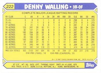 1987 Topps - Collector's Edition (Tiffany) #222 Denny Walling Back