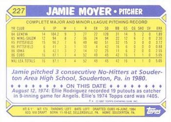 1987 Topps - Collector's Edition (Tiffany) #227 Jamie Moyer Back