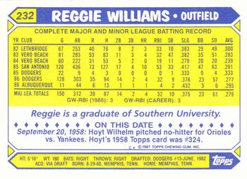 1987 Topps - Collector's Edition (Tiffany) #232 Reggie Williams Back