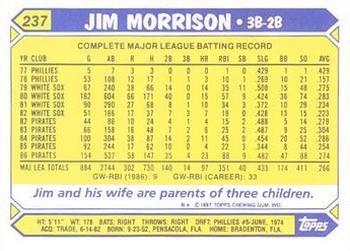 1987 Topps - Collector's Edition (Tiffany) #237 Jim Morrison Back