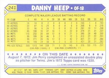 1987 Topps - Collector's Edition (Tiffany) #241 Danny Heep Back