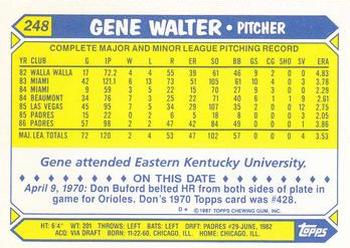 1987 Topps - Collector's Edition (Tiffany) #248 Gene Walter Back