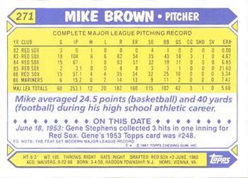 1987 Topps - Collector's Edition (Tiffany) #271 Mike Brown Back