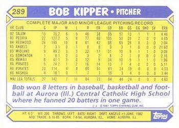 1987 Topps - Collector's Edition (Tiffany) #289 Bob Kipper Back