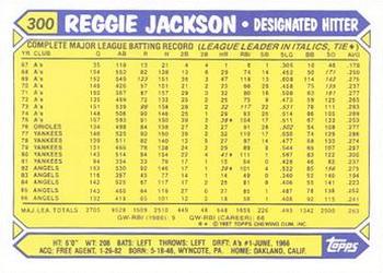 1987 Topps - Collector's Edition (Tiffany) #300 Reggie Jackson Back