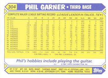 1987 Topps - Collector's Edition (Tiffany) #304 Phil Garner Back