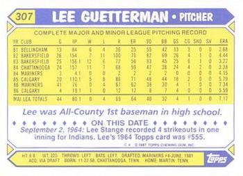 1987 Topps - Collector's Edition (Tiffany) #307 Lee Guetterman Back