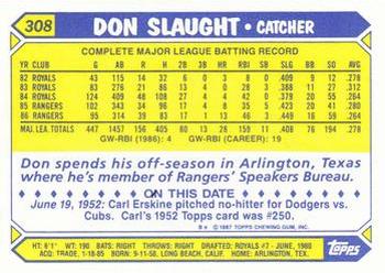 1987 Topps - Collector's Edition (Tiffany) #308 Don Slaught Back