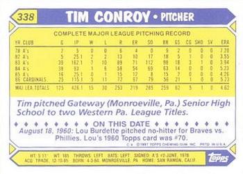 1987 Topps - Collector's Edition (Tiffany) #338 Tim Conroy Back