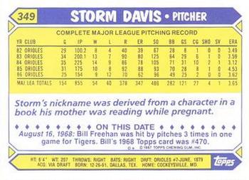 1987 Topps - Collector's Edition (Tiffany) #349 Storm Davis Back