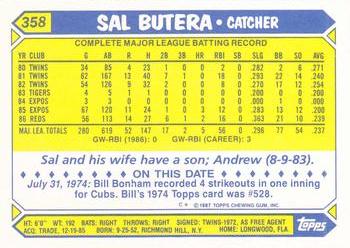 1987 Topps - Collector's Edition (Tiffany) #358 Sal Butera Back