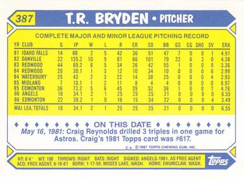 1987 Topps - Collector's Edition (Tiffany) #387 T.R. Bryden Back