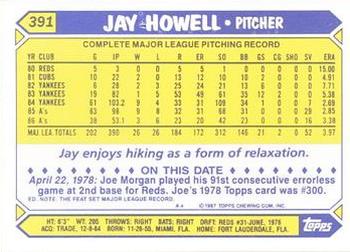 1987 Topps - Collector's Edition (Tiffany) #391 Jay Howell Back