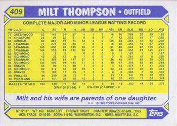 1987 Topps - Collector's Edition (Tiffany) #409 Milt Thompson Back