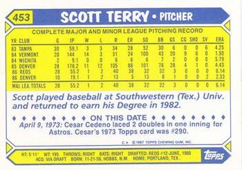 1987 Topps - Collector's Edition (Tiffany) #453 Scott Terry Back