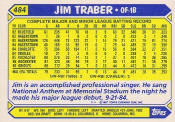 1987 Topps - Collector's Edition (Tiffany) #484 Jim Traber Back