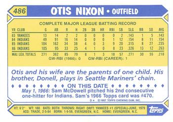1987 Topps - Collector's Edition (Tiffany) #486 Otis Nixon Back