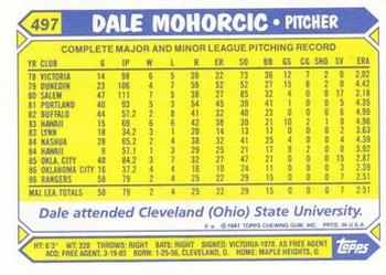 1987 Topps - Collector's Edition (Tiffany) #497 Dale Mohorcic Back
