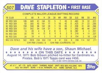 1987 Topps - Collector's Edition (Tiffany) #507 Dave Stapleton Back