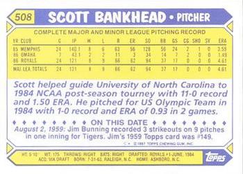 1987 Topps - Collector's Edition (Tiffany) #508 Scott Bankhead Back