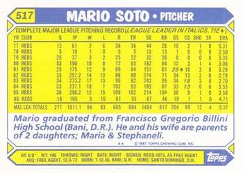 1987 Topps - Collector's Edition (Tiffany) #517 Mario Soto Back