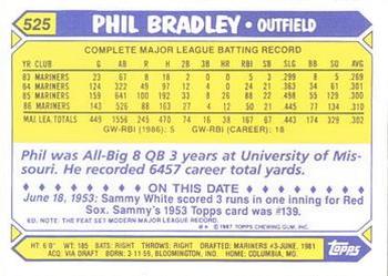 1987 Topps - Collector's Edition (Tiffany) #525 Phil Bradley Back