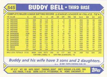 1987 Topps - Collector's Edition (Tiffany) #545 Buddy Bell Back